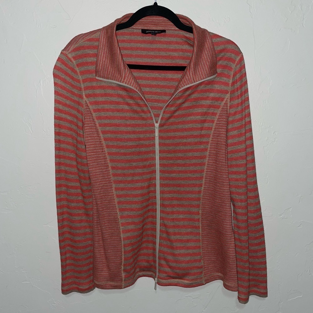Lafayette 148 Full-Zip Stripe Athleisure Sweat Jacket
